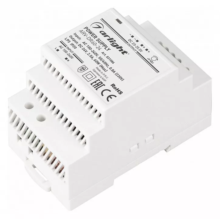 

Блок питания Arlight ARV-DR60-24 24V 60W IP20 2,5A 031086