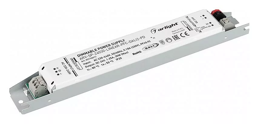 

Блок питания Arlight ARV-SP-24030-Linear-PFC-Dali2-PD 24V 30W IP20 1,25A 031106(1)