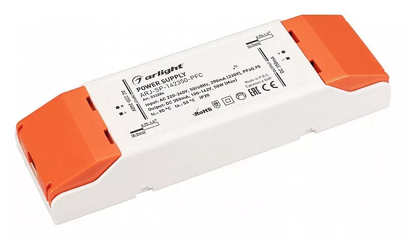 

Драйвер Arlight ARJ-SP-142350-PFC 100-142V 50W IP20 0,35A 033284