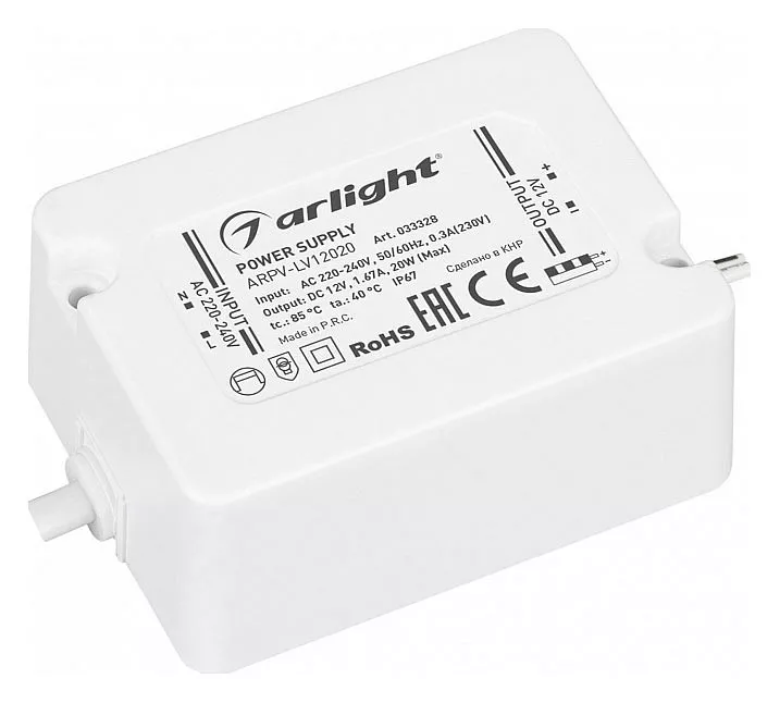 

Блок питания Arlight ARPV-LV12020 12V 20W IP67 1,67A 033328