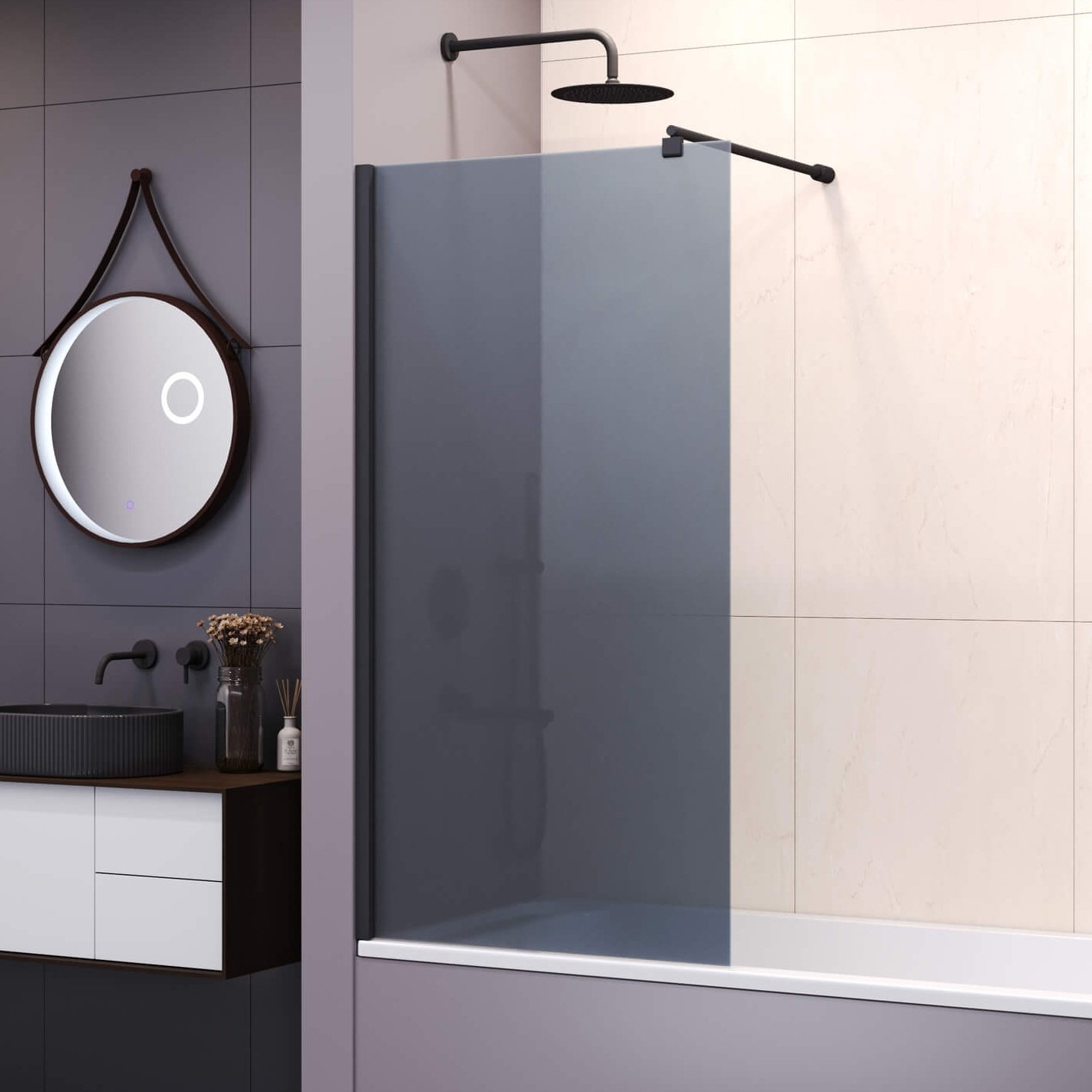 

Шторка на ванну RGW SC-050 60 см, профиль черный, стекло серое