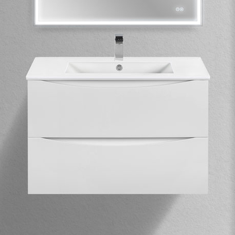 

Тумба с раковиной Vincea Mia Slim 80, 2 ящика, белая глянцевая