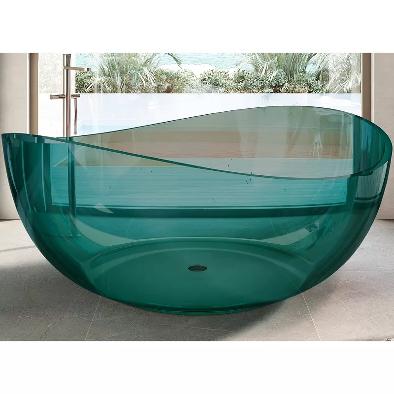 Отдельностоящие ванны Акриловая ванна Abber Kristall AT9705 Aquamarin 150x150 см, отдельностоящая, бирюзовая, круглая, с донным клапаном