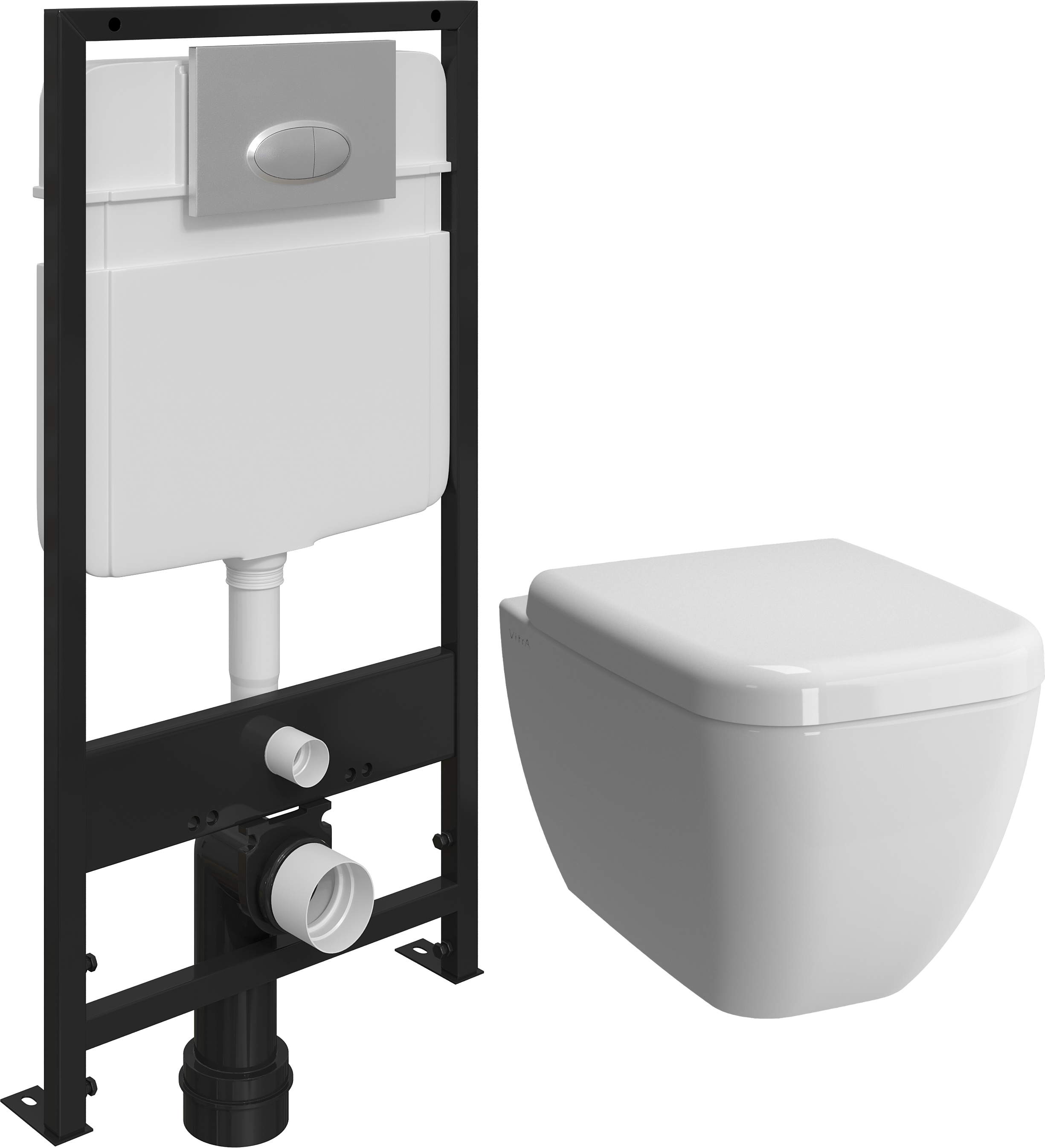 

Комплект Унитаз подвесной VitrA Shift 7742B003-0075 безободковый, с микролифтом + Система инсталляции для унитазов EWRIKA ProLT 0026-2020 + Кнопка смыва EWRIKA 0050 хром матовый