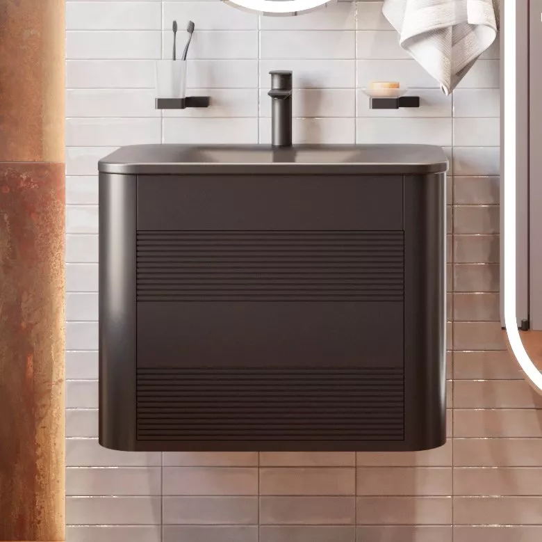 Тумба с раковиной Belinza Twist антрацит, 65