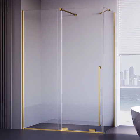 

Душевой уголок Veconi Premium Trento PTC-SP-50G 150х90 см, профиль брашированное золото, стекло прозрачное