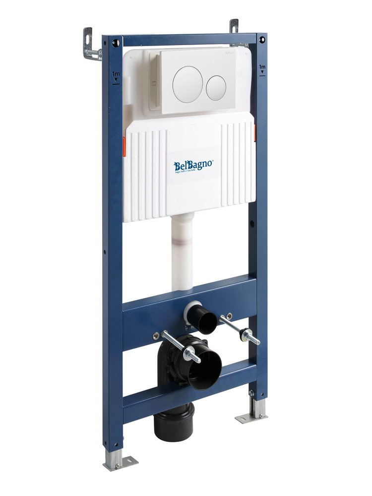 

Инсталляция с кнопкой BelBagno BB-101-M-BC цвет белый, крепление к полу и стене, с шумоизоляцией