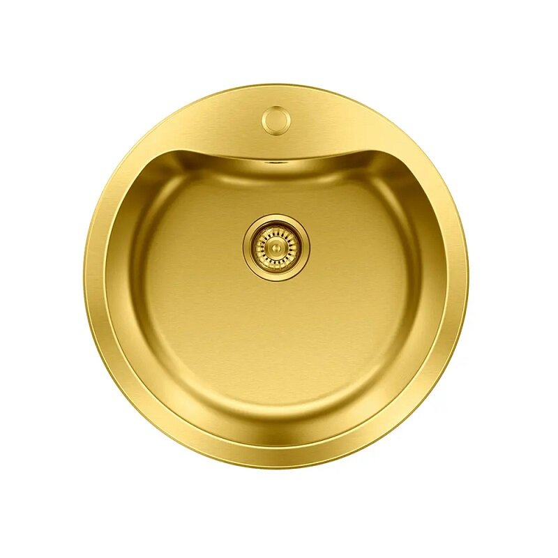 Мойка Seaman Eco Roma SMR-510A-GS (Gold Satin, PVD, micro-satin, *7), одно отверстие (Ø35мм), стандартная комплектация - Золото сатин
