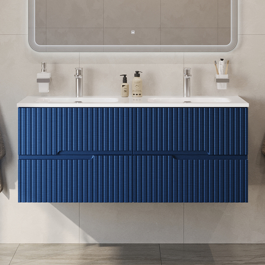 

Тумба под раковину без столешницы Cezares Duet 120 подвесная, 4 ящика, sapfiro