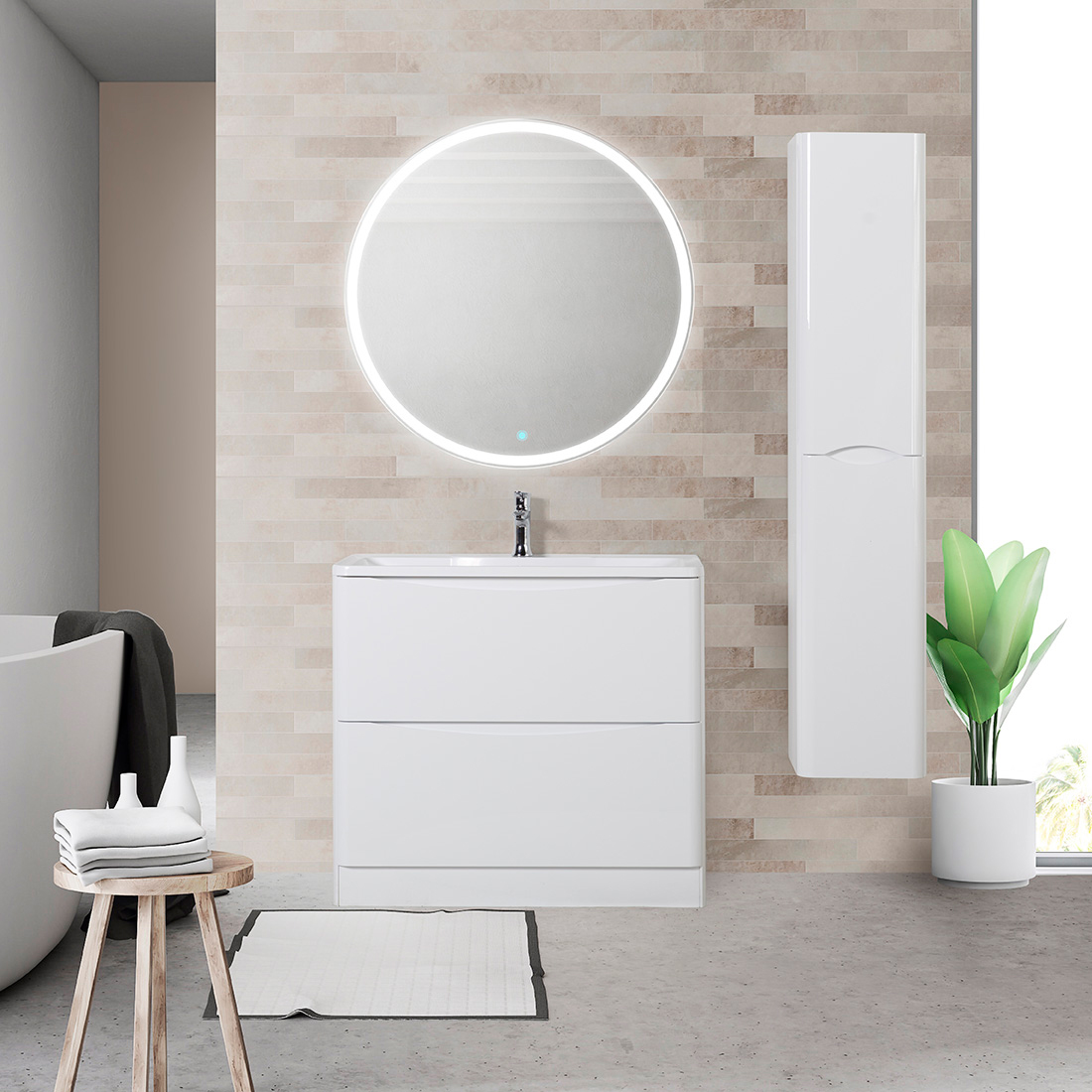 

Мебель для ванной комнаты BelBagno Acqua 80 напольная, bianco lucido