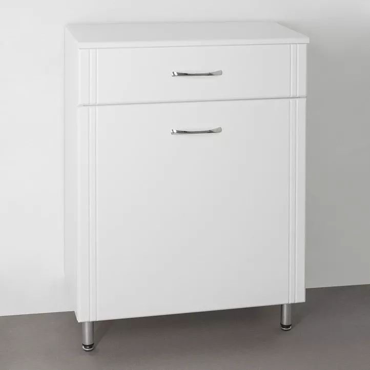 Тумбы для ванных комнат  Santehnika Room Тумба Style Line Эко Стандарт ТН 60 с бельевой корзиной, белая