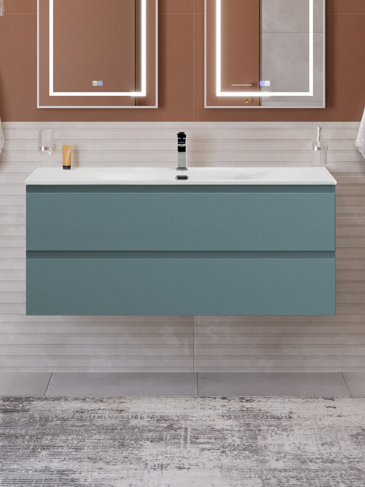 

Тумба с раковиной BelBagno Kraft 120 подвесная, матовая голубая, раковина bb-8099-120