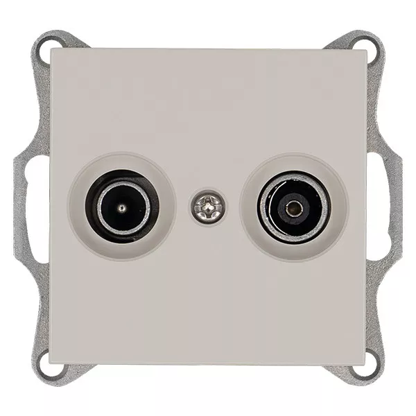 

Розетка TV+FM Ф9.5mm проходная с накладкой, цвет Тауп Jasmart G6205T