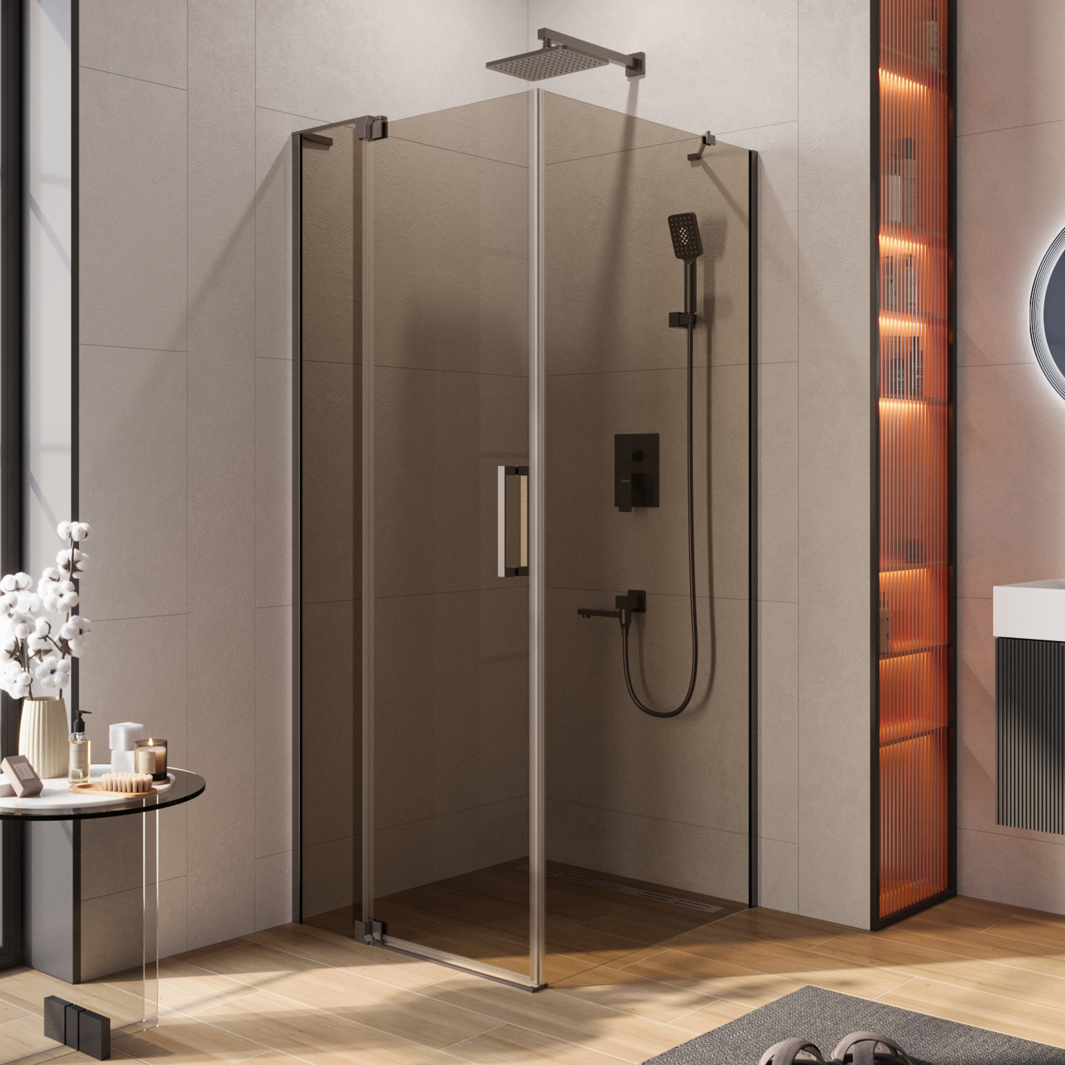 

Душевой уголок Cezares Slider AH 1 90-70/80 BR GM профиль оружейная сталь, стекло бронза