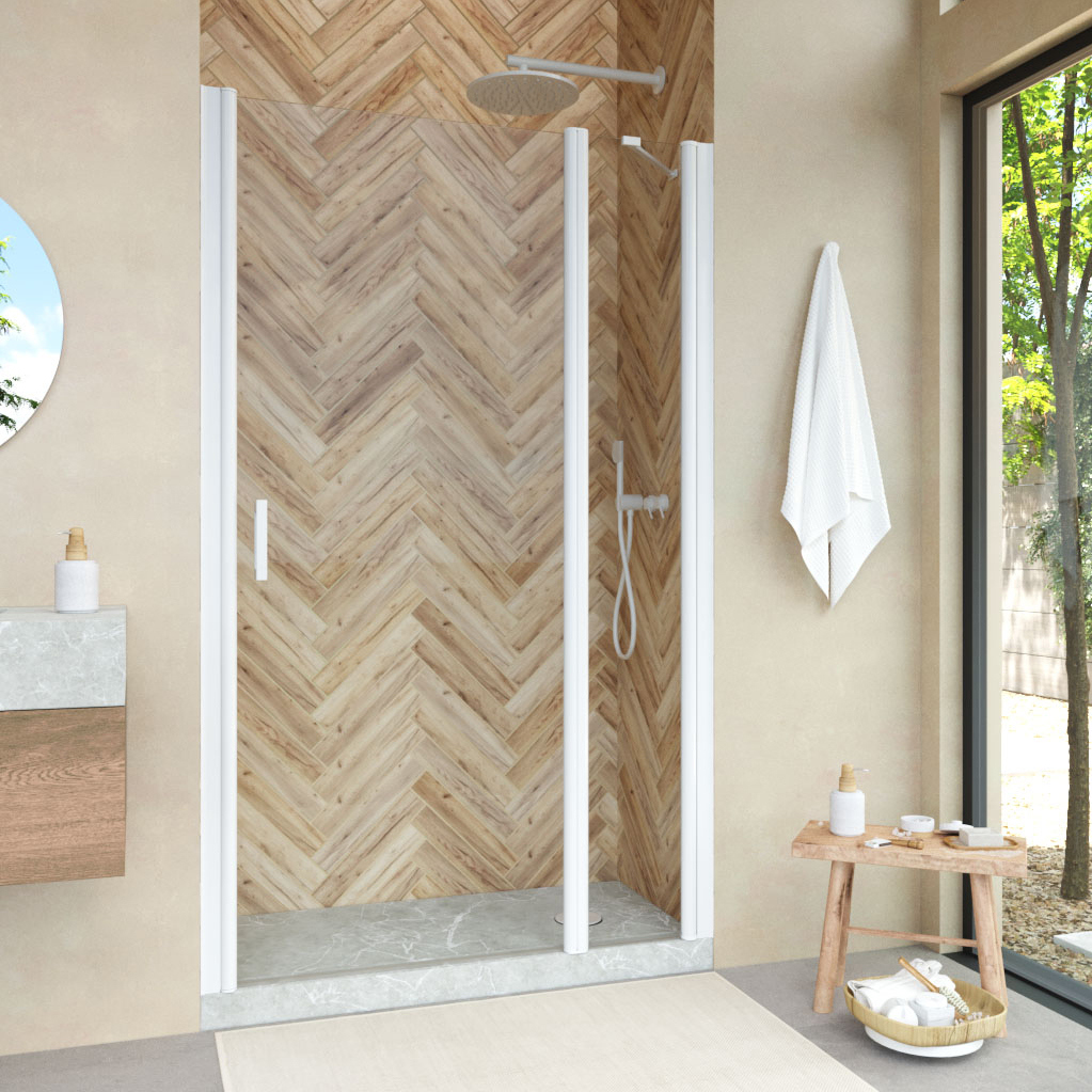 

Душевая дверь в нишу Vegas Glass EP-F-1 Novo 155 01 01 R профиль белый глянцевый, стекло прозрачное