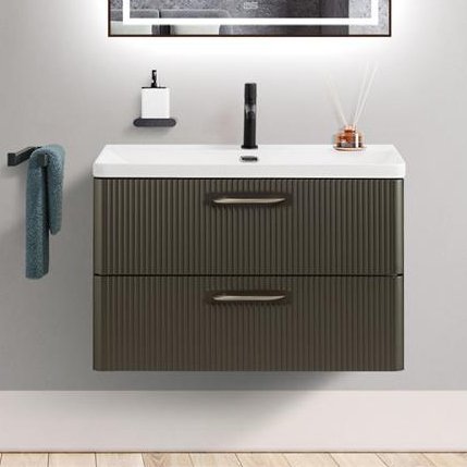 

Тумба под раковину без столешницы BelBagno Due 80 подвесная, 2 ящика, оружейная сталь