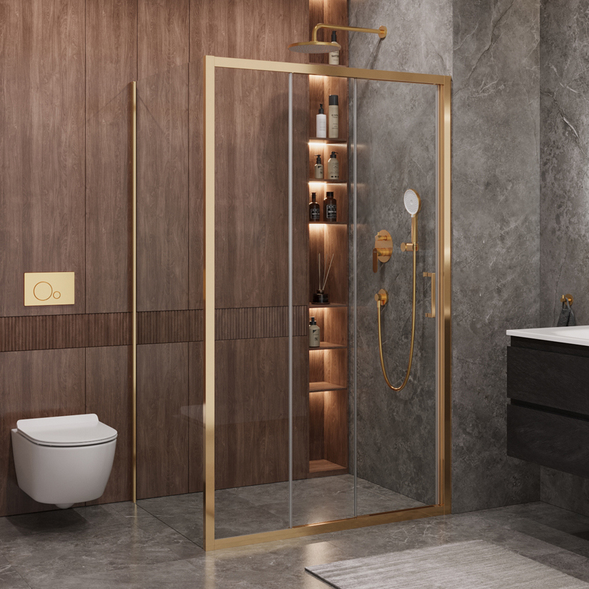 

Душевой уголок Cezares Molveno AHF 31 120+90 C BORO IV 120х90 см, профиль брашированное золото, стекло прозрачное