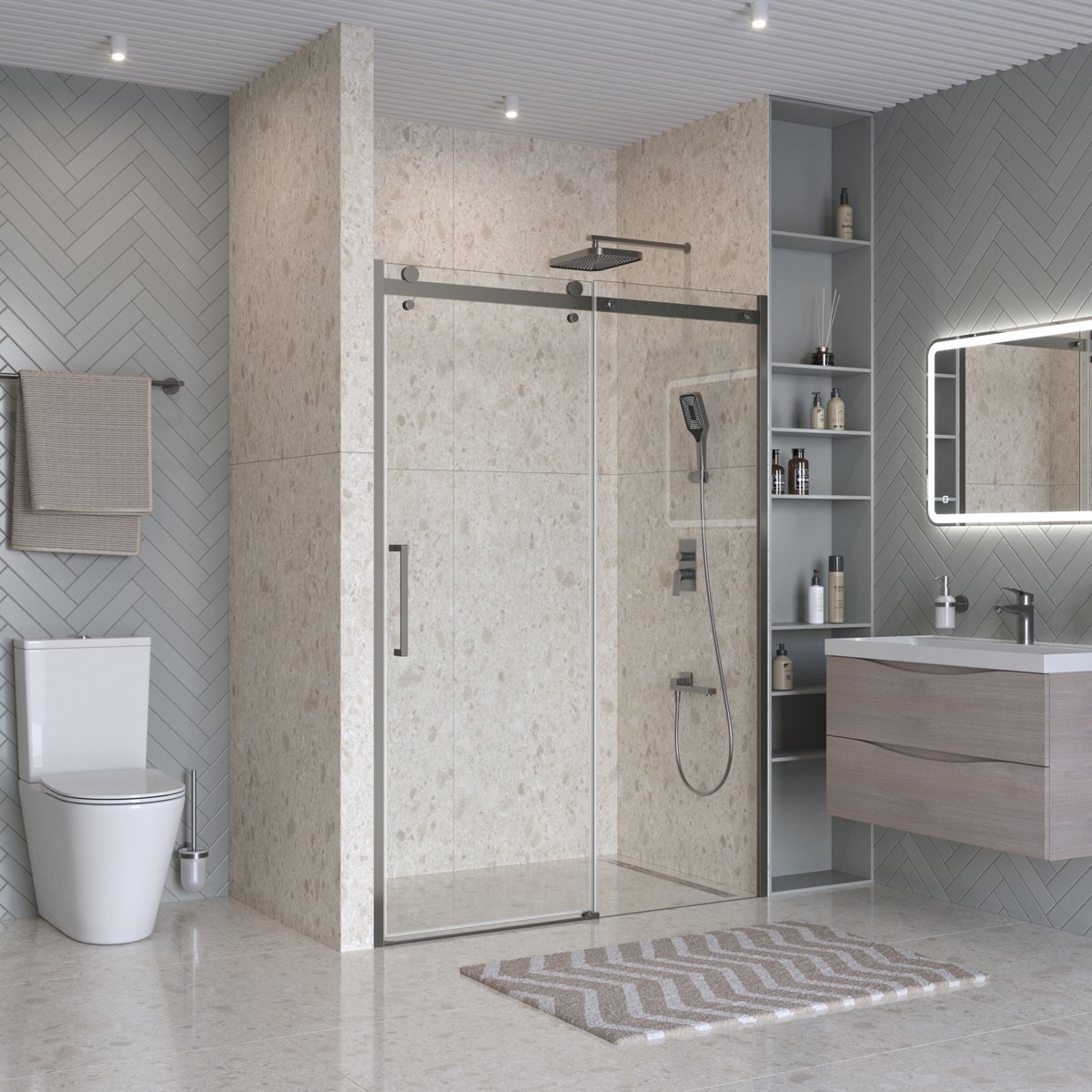 

Душевая дверь в нишу BelBagno Marino 2 BF-1-150-C-GM профиль оружейная сталь, стекло прозрачное