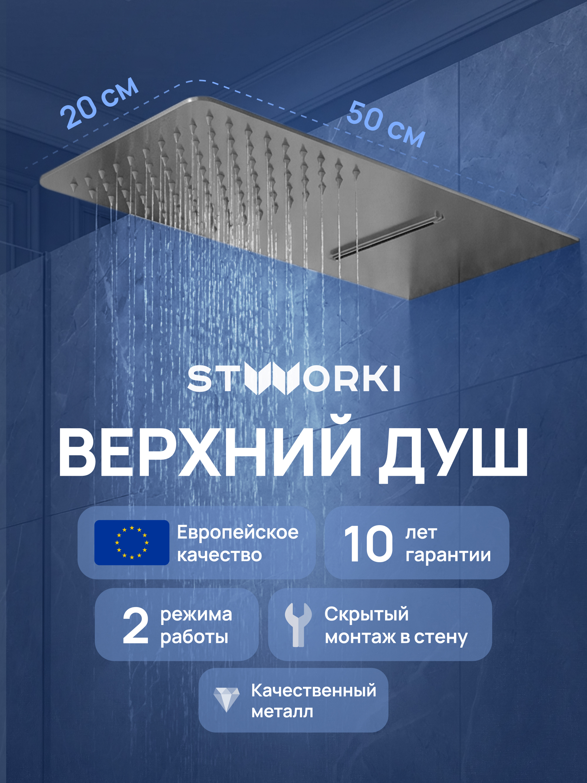 Верхний душ STWORKI STUDIO S512691GB вороненая сталь 31372₽
