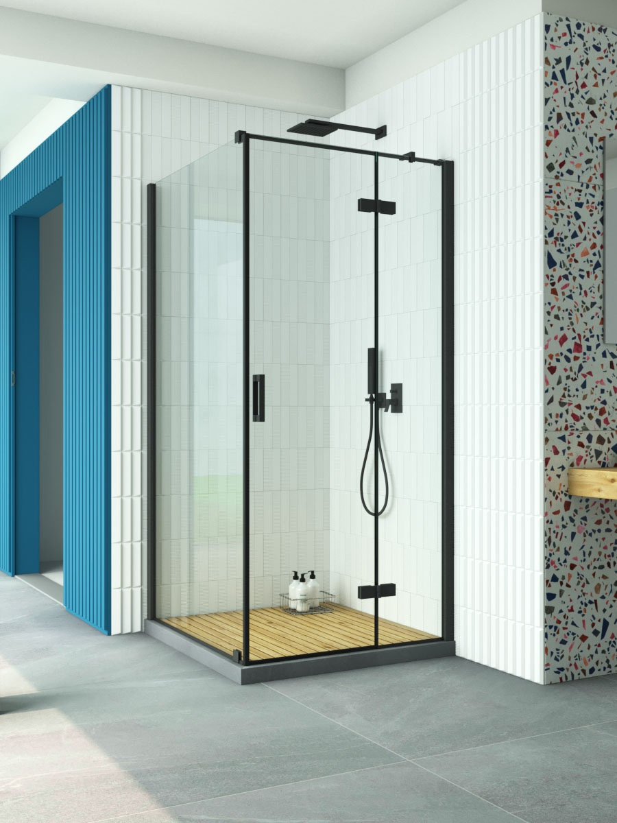 

Душевой уголок Vegas Glass AFP-Fis Retta 110*80 02М 01 R профиль матовый черный, стекло прозрачное