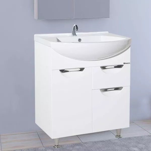 

Тумба с раковиной Bellezza Альфа 65 белая с ящиком, Белый