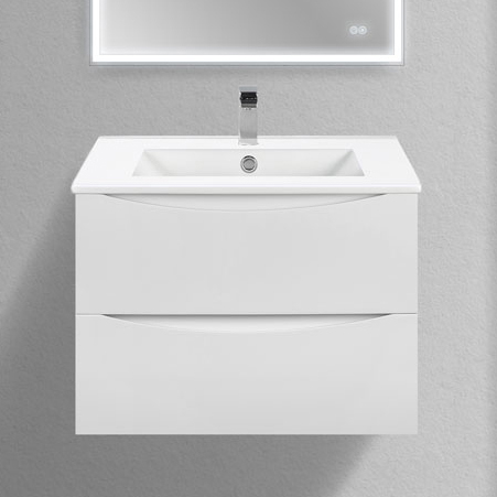 

Тумба с раковиной Vincea Mia Slim 70, 2 ящика, белая глянцевая