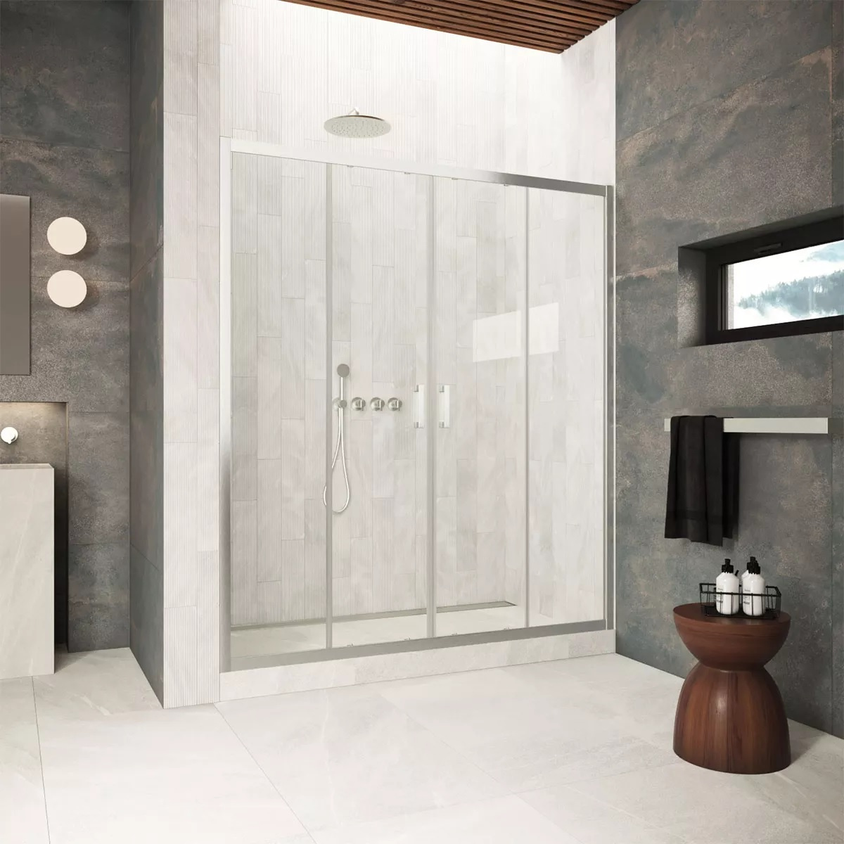 

Душевая дверь в нишу Vegas Glass Z2P Protec 165 04 01 профиль никель, стекло прозрачное