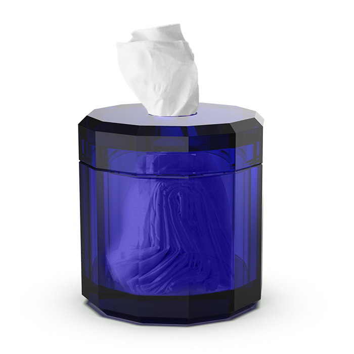 DECOR WALTHER (KRISTALL KR KB) Контейнер для салфеток, настольный, хрусталь, 15 X Ø 15 см, цвет синий