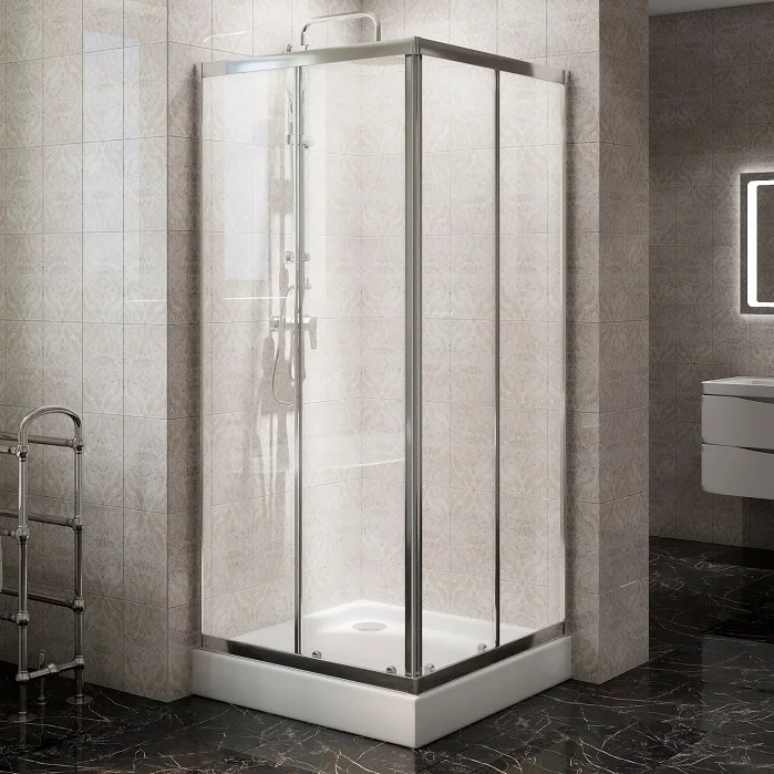 

Душевой уголок BelBagno Due 80х80 профиль хром стекло прозрачное