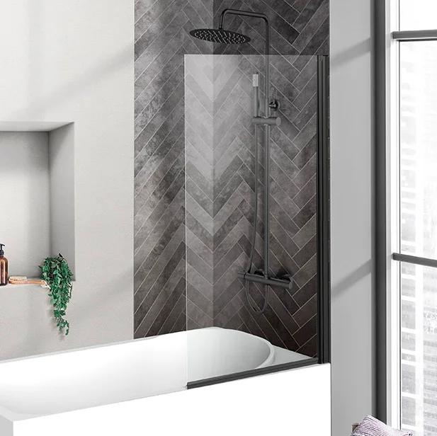 

Шторка на ванну BelBagno Uno 90х150 профиль черный матовый стекло прозрачное