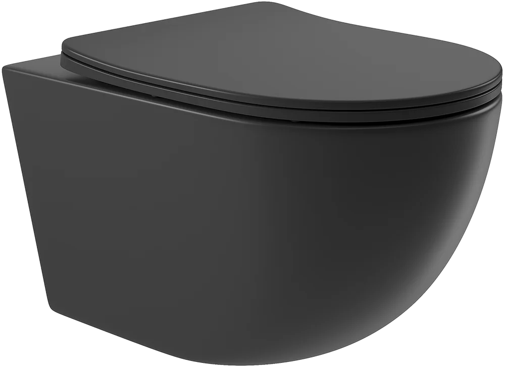 Унитаз подвесной Aqueduto Ovo с сиденьем микролифт черный матовый