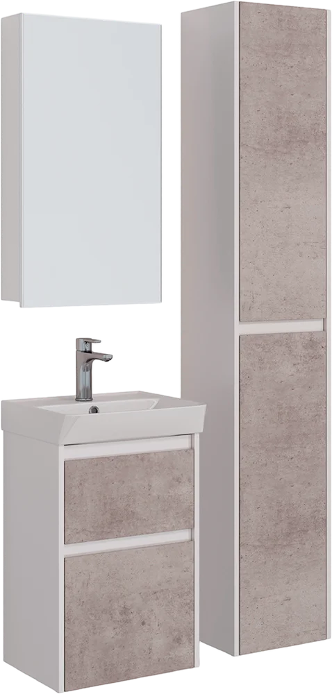 

Комплект мебели Lemark Combi 45 серый, бетон, белый глянцевый