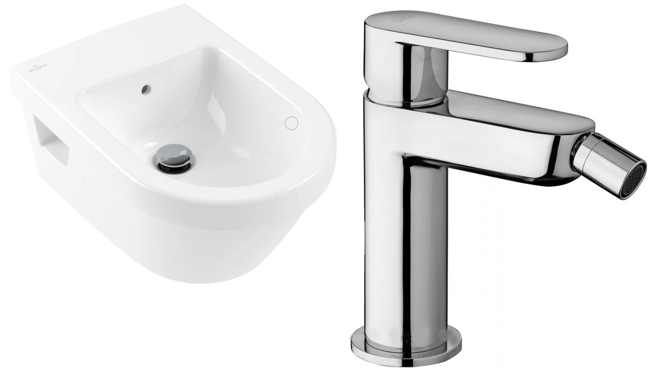 

Биде подвесное с смесителем Villeroy&Boch Architectura белое хром