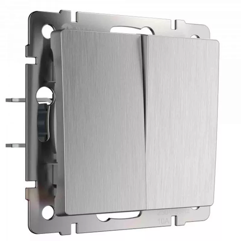 

Выключатель двухклавишный проходной Werkel (cеребряный рифленый) W1122009 4690389159626