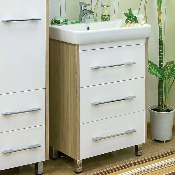 

Тумба под раковину напольная Sanflor Ларго 60 светлое дерево, швейцарский вяз, белый