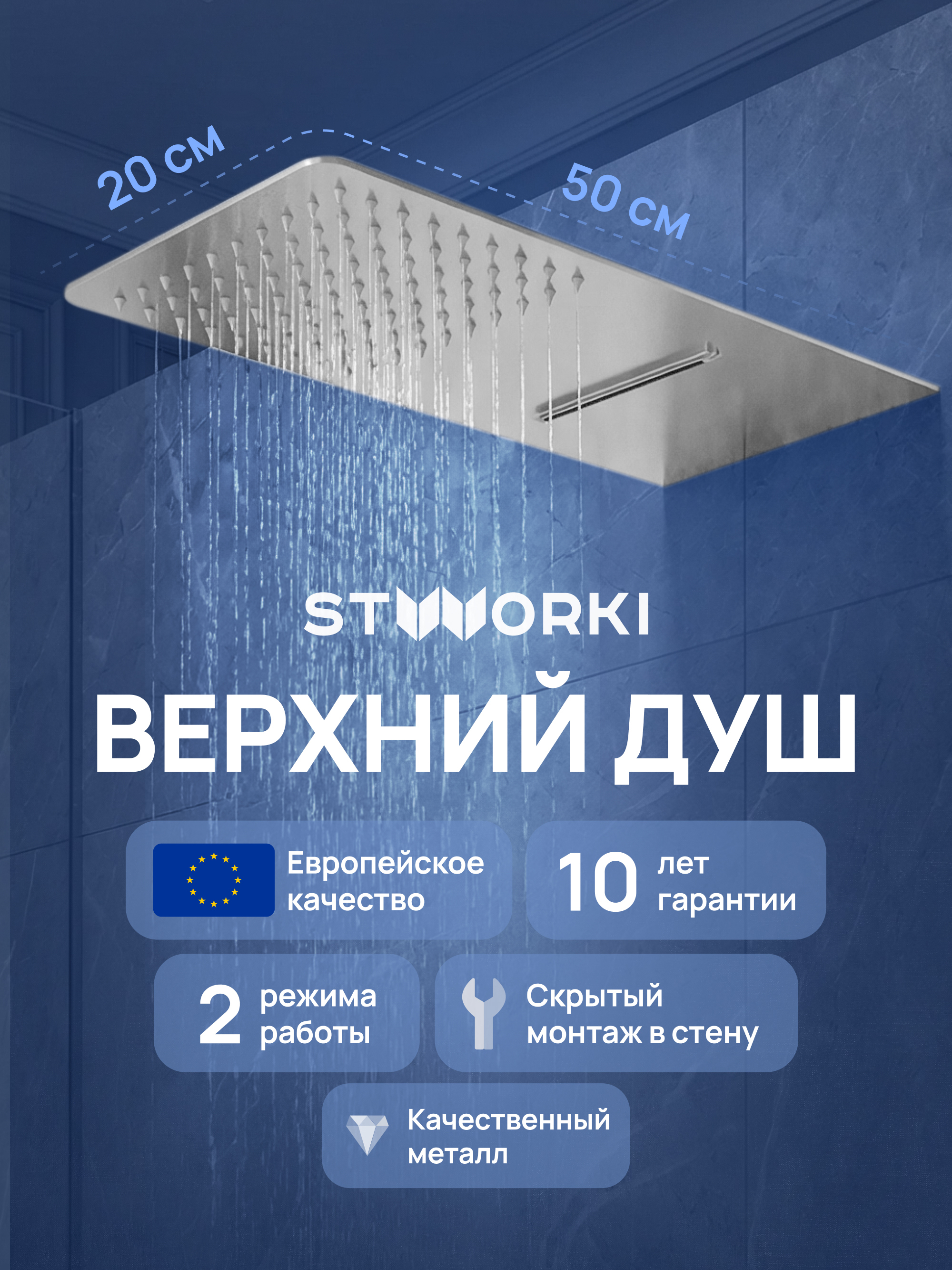 Верхний душ STWORKI STUDIO S512691S сталь 31372₽