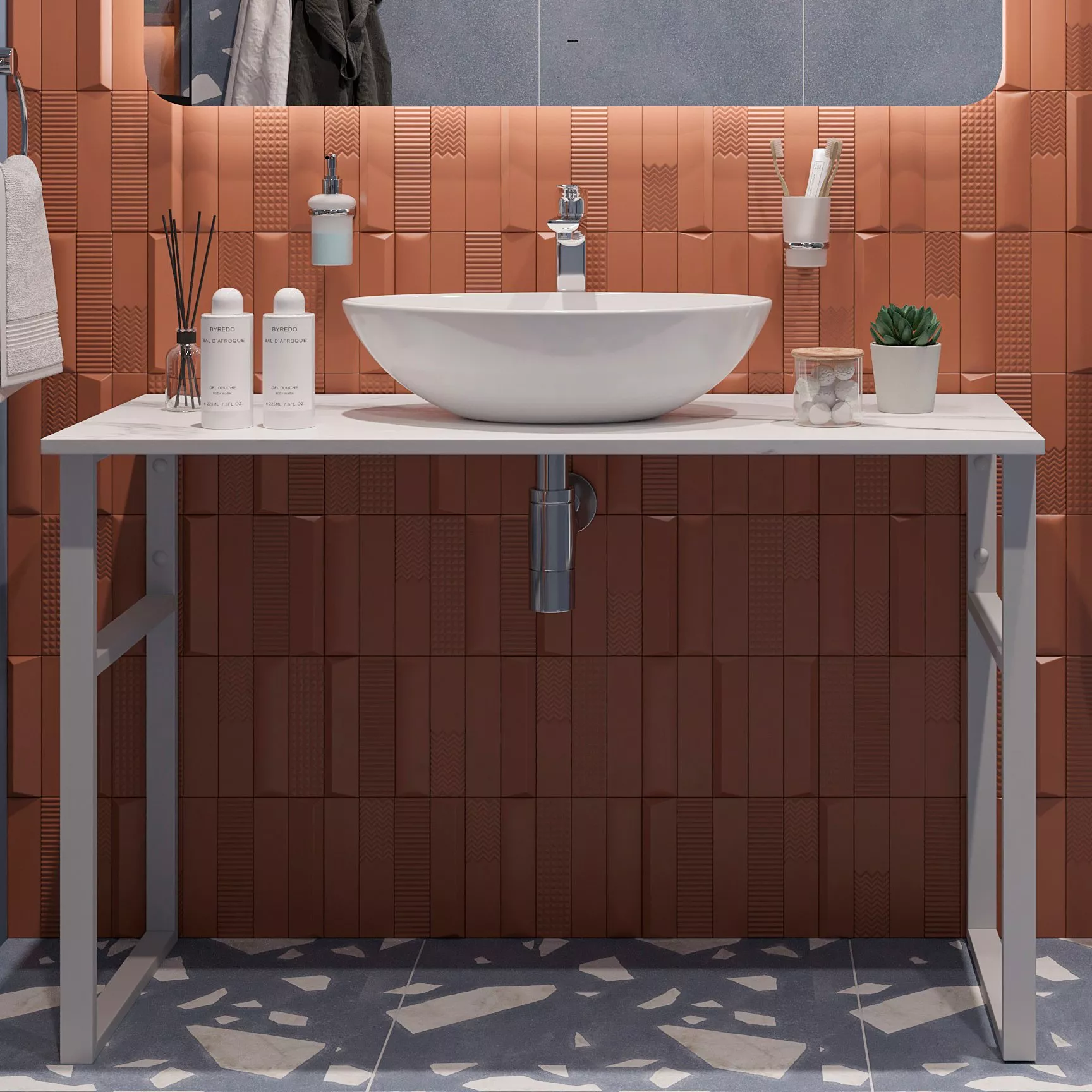 

Консоль DIWO Элиста 120 белый мрамор, с раковиной Moduo 55 Leaf