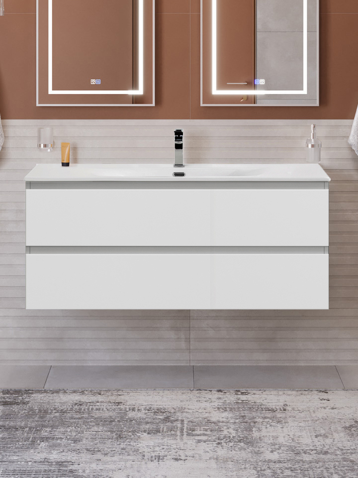 

Тумба с раковиной BelBagno Kraft 120 подвесная, bianco opaco, раковина bb-8099-120