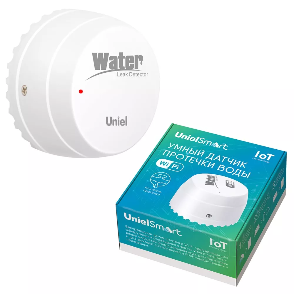 

Умный датчик протечки воды Wi-Fi Uniel UL-00011706 USN-A520 WS/WF WHITE
