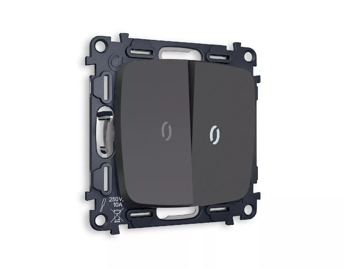 

Комплект механизма 2-кл проходного выключателя с подсветкой Ambrella Volt Omega MO904035