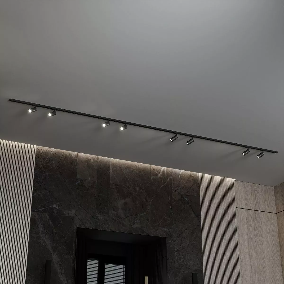 

Трековая система со светильниками №3 однофазная накладная Skylite (220В, форма - прямая, 4м, 4000K) черная Hesby Lighting HSBL_kompl_S003_NI4B4K