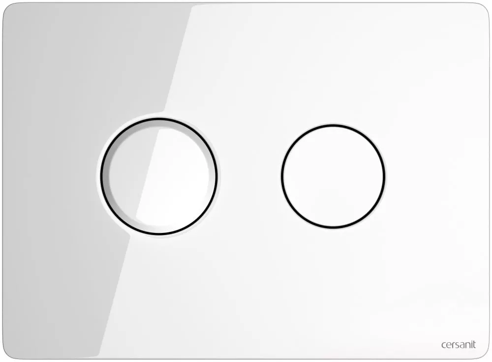 Кнопка смыва Cersanit Accento Circle BU-ACN-CIR-PN/Wh/Gl стеклянная, белая глянцевая, цвет белый BU-ACN-CIR-PN/Wh/Gl - фото 1
