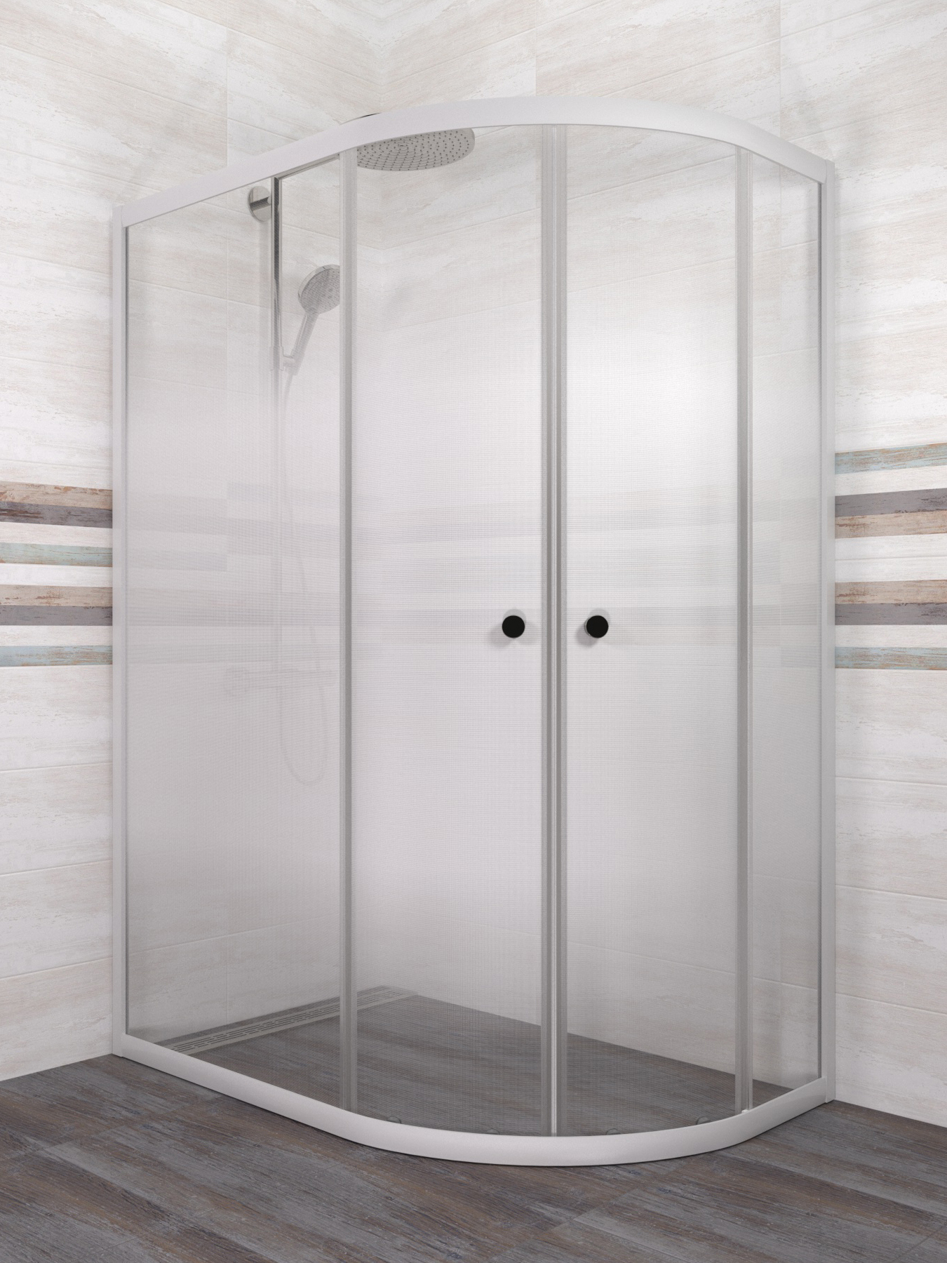 Душевой уголок Triton Коралл Лайт А левый 120х80 см профиль матовый белый стекло с рисунком 8579₽