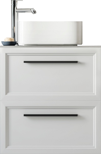 

Тумба под раковину со столешницей STWORKI Эстерсунд 60 матовая белая, простоун беж, с отверстием для смесителя