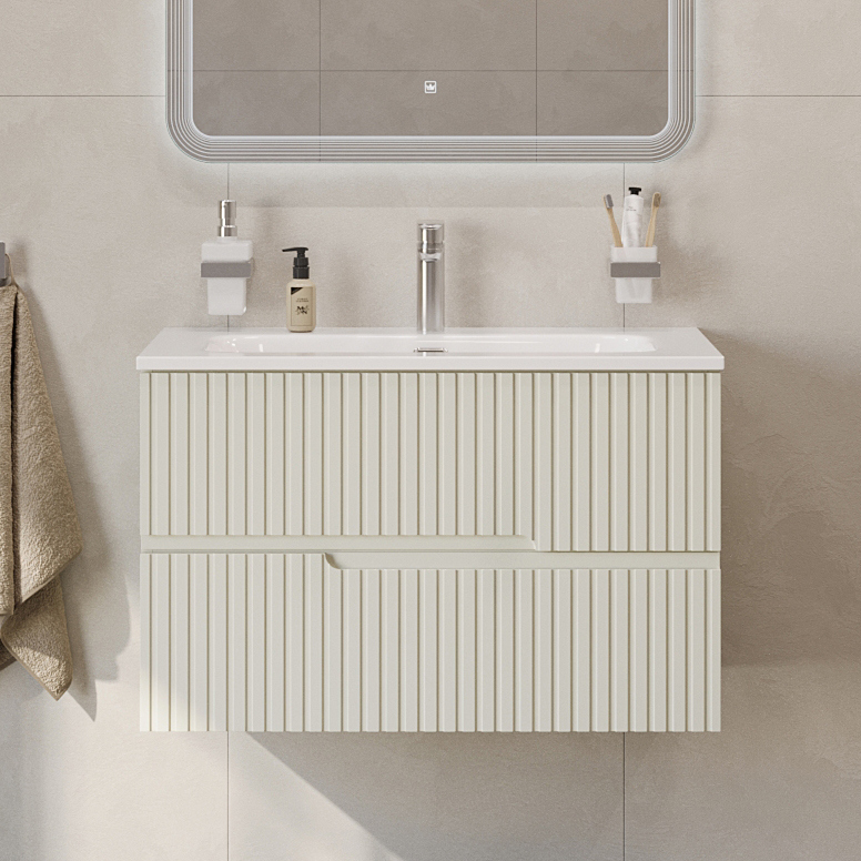 

Тумба под раковину без столешницы Cezares Duet 80 подвесная, альпака брашированная