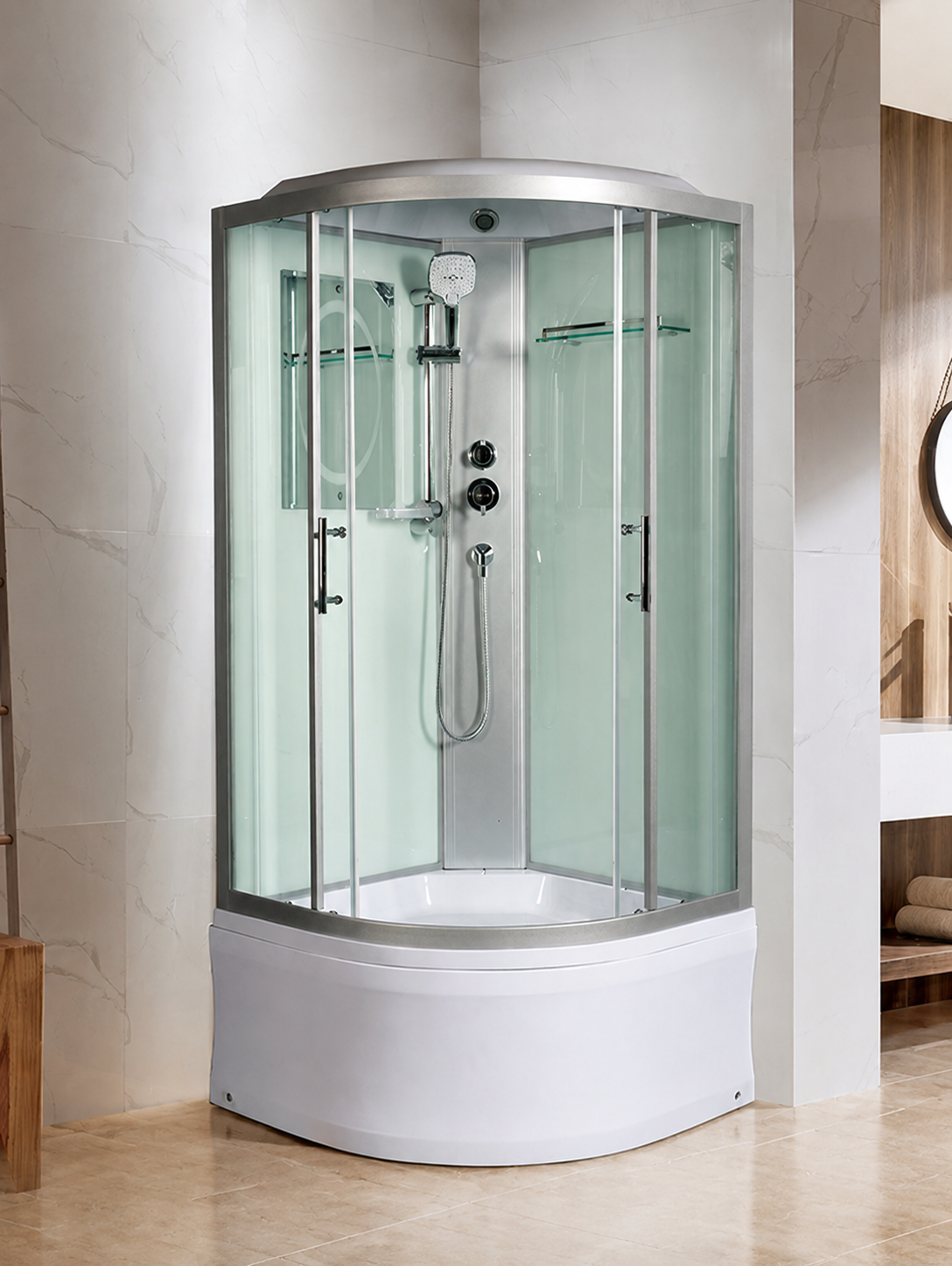 Душевая кабина WeltWasser WW500 Halle 902 90x90 10000003242 профиль хром, стекло прозрачное