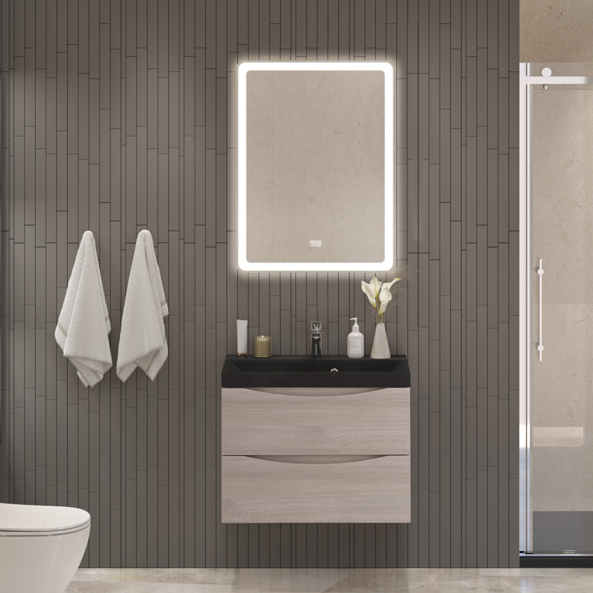 

Мебель для ванной комнаты BelBagno Marino 70 подвесная, rovere grigio, черная раовина