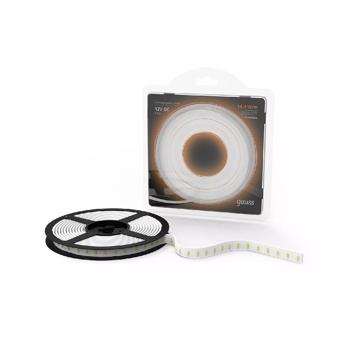 

Светодиодная влагозащищенная лента Gauss 14,4W/m 60LED/m 5050SMD теплый белый 5M 311000114
