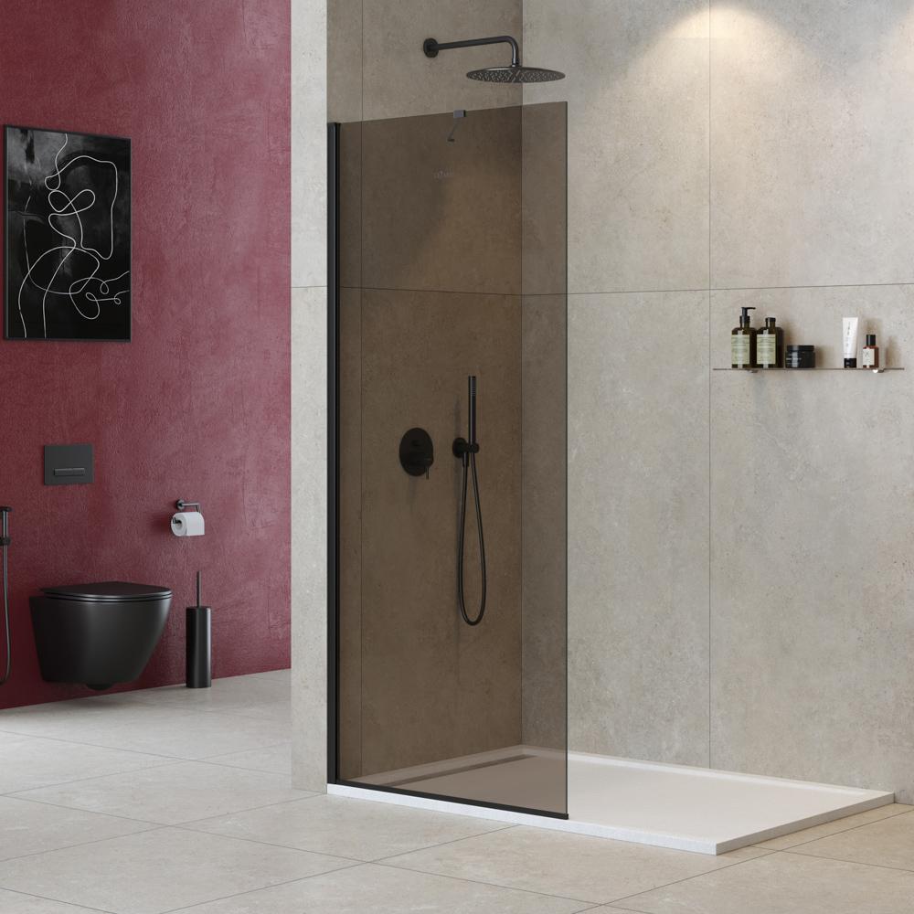 

Душевая перегородка Cezares Liberta L-1-TB-80-BR-NERO профиль черный, стекло бронза