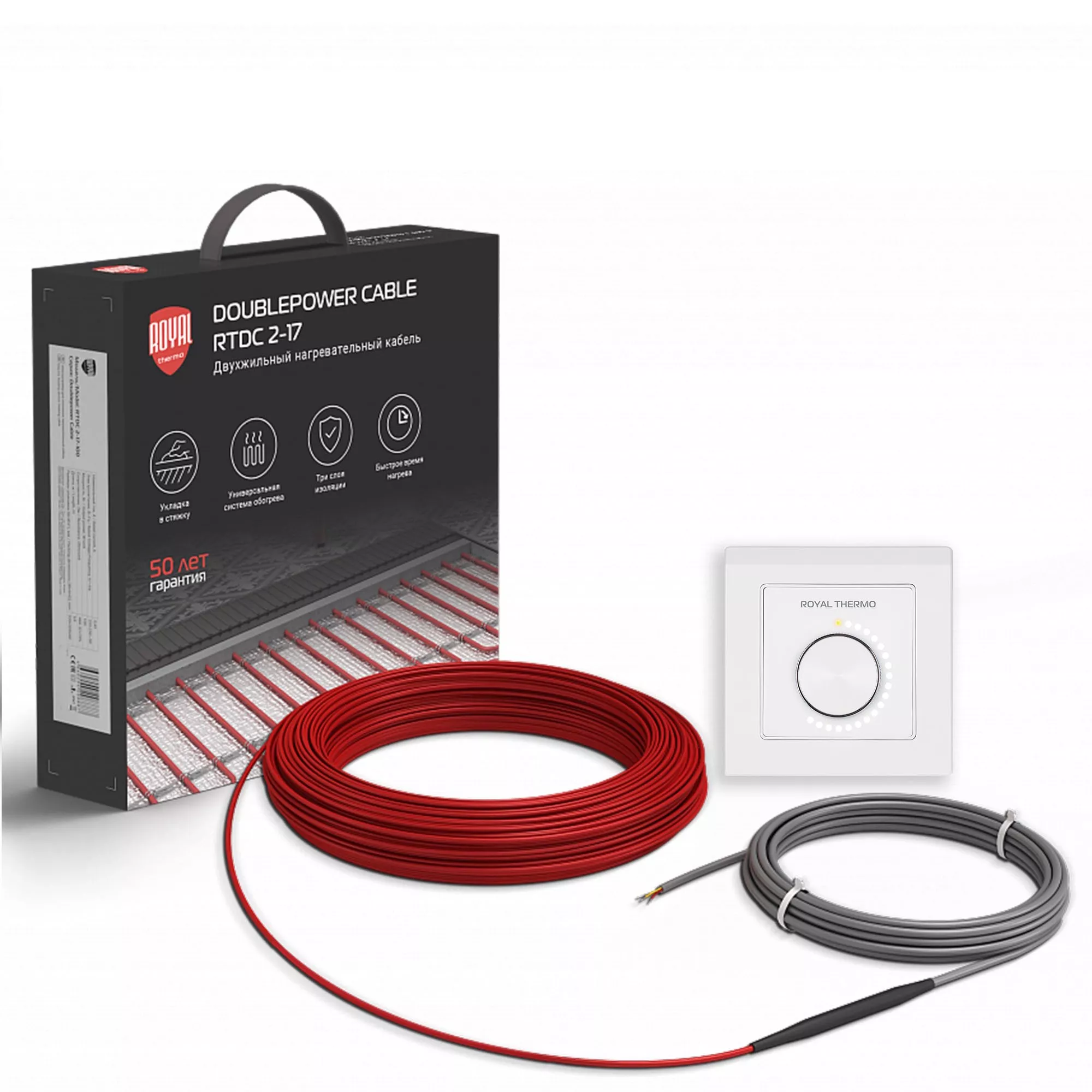 

Кабель нагревательный Royal Thermo RTDC 2-17-1000 с терморегулятором RTO-16